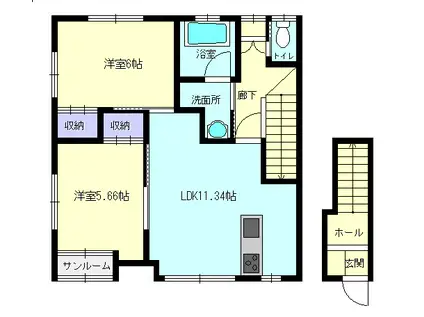 WAIKIKI C(2LDK/2階)の間取り写真