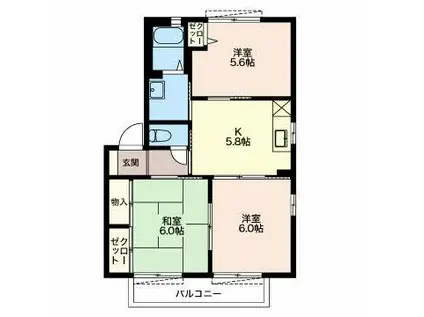 ヴァリュージュ ハイム(3K/2階)の間取り写真