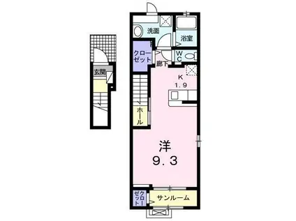 アクシアB(1K/2階)の間取り写真