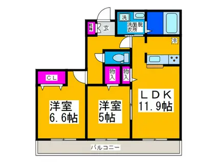 メゾン デ ルーモ(2LDK/3階)の間取り写真