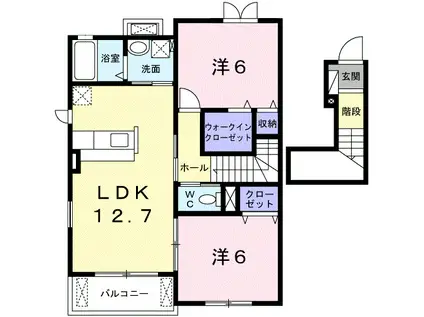 サンヴェールIS B(2LDK/2階)の間取り写真