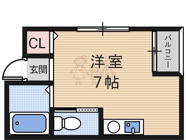 クオリア東住吉(ワンルーム/2階)の間取り写真