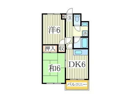 トータスガーデン(2DK/1階)の間取り写真