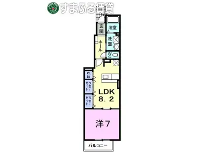 クラ―ル(1LDK/1階)の間取り写真