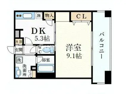 プレジール三ノ宮(1DK/3階)の間取り写真