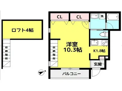 カトレーヤ(1K/1階)の間取り写真