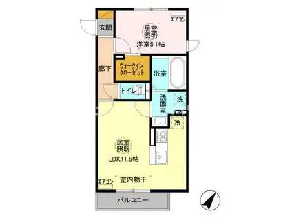 三の丸キャッスル A(1LDK/2階)の間取り写真