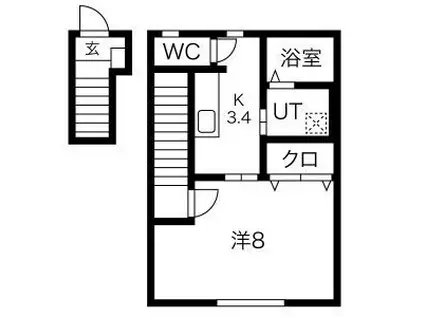 SUN PALACE北上 III(1K/2階)の間取り写真