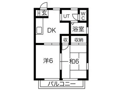 リヴェールIH(2DK/1階)の間取り写真