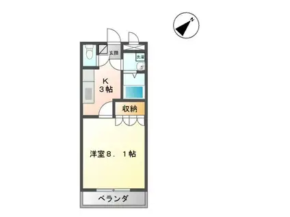 ビーナスコート(1K/2階)の間取り写真