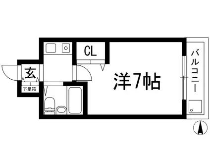プレステージ岩本(1K/3階)の間取り写真