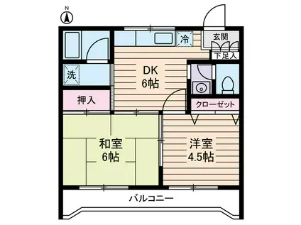 ルミエール本宿弐番館(2DK/1階)の間取り写真