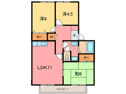 エクセル安倉(3LDK/2階)の間取り写真