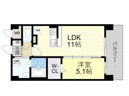 ラ・リヴィエール(1LDK/1階)の間取り写真