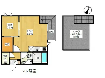 GRANDTIC MIRAI(1LDK/2階)の間取り写真