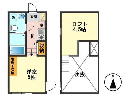オアシスコイワ(ワンルーム/2階)の間取り写真