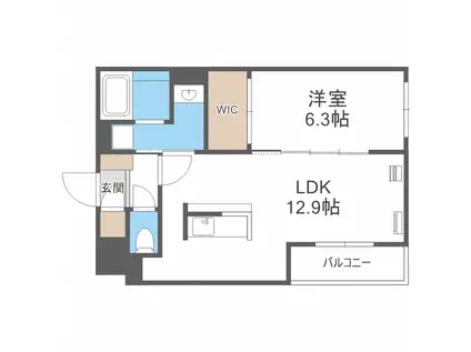 ファインレジデンス南4条イースト(1LDK/4階)の間取り写真