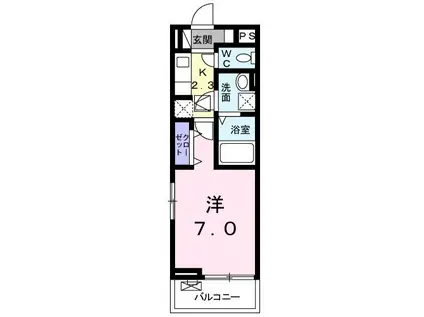 ソレイユ(1K/1階)の間取り写真