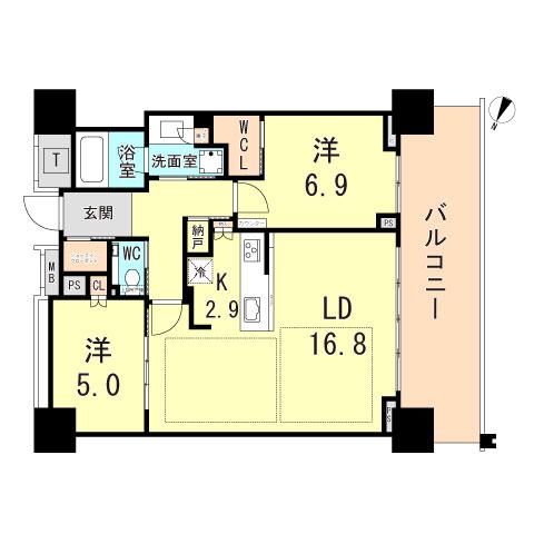 ベイシティタワーズ神戸ウエスト(2LDK/25階)の間取り写真