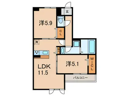 D-ROOM五反田(2LDK/2階)の間取り写真