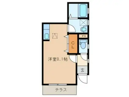 レフコペリステリ(ワンルーム/1階)の間取り写真