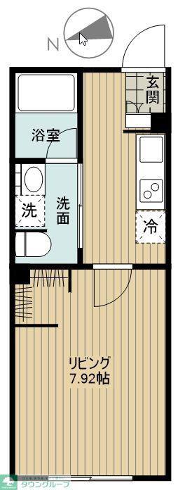 オータムコート(1K/2階)の間取り写真