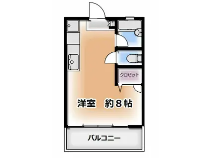 グランドゥール(ワンルーム/2階)の間取り写真