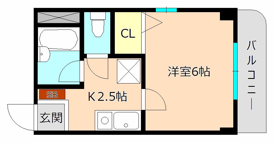カーサ滝の茶屋(1K/3階)の間取り写真
