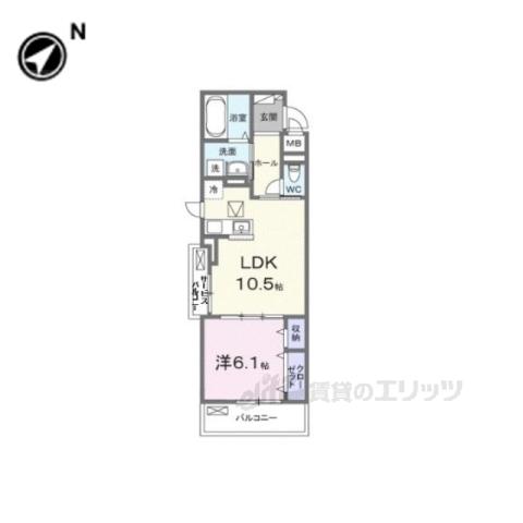 フルール近江(1LDK/1階)の間取り写真