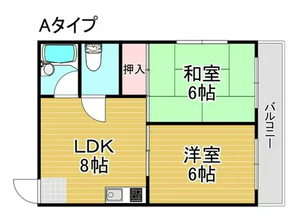 ウィステリア北島II(2LDK/4階)の間取り写真