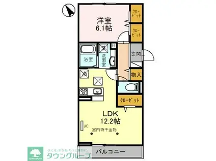 プランドール蒲生南町Ⅰ(1LDK/3階)の間取り写真