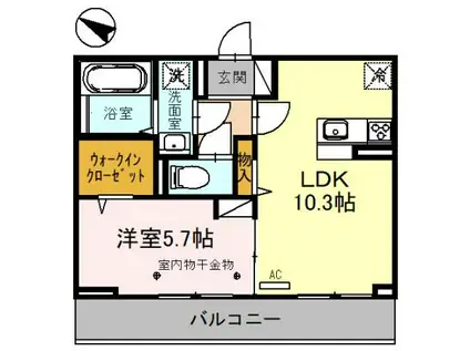リヴィエール I(1LDK/2階)の間取り写真