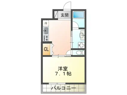 ワコーレヴィアーノ須磨行幸町(1K/2階)の間取り写真