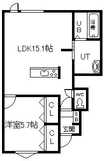 EMUEII(1LDK/1階)の間取り写真