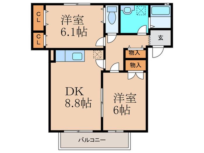 パルティーレ(2DK/2階)の間取り写真