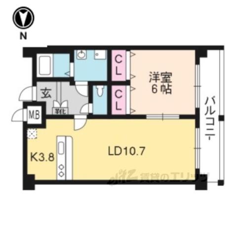 HF四条河原町レジデンス(1LDK/13階)の間取り写真