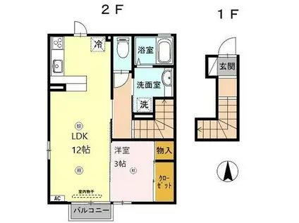 ヒロブレイズ(1LDK/2階)の間取り写真