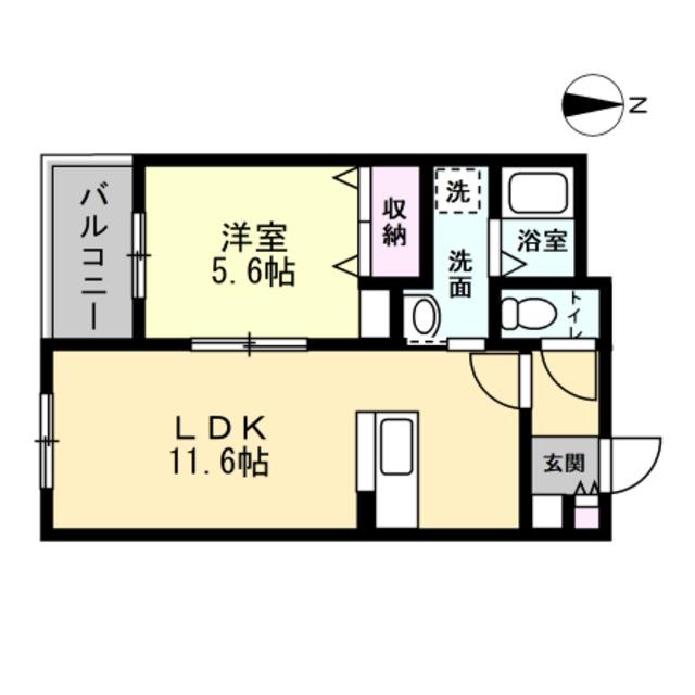シエルブルー(1LDK/1階)の間取り写真