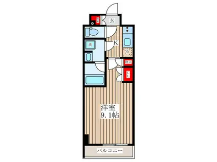 REGALIZ月島BAYSIDE COURT(1K/2階)の間取り写真
