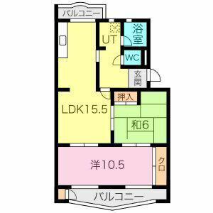 プラザフェニックス千鳥ヶ丘A(2LDK/3階)の間取り写真