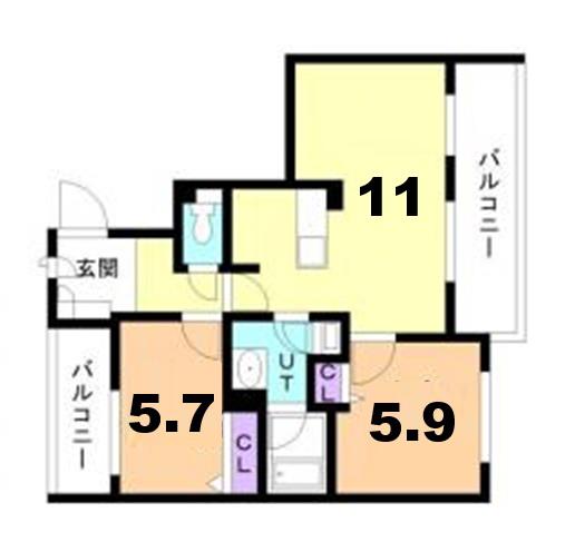 フレアテラス厚別(2LDK/3階)の間取り写真
