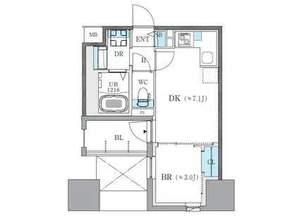 ザ・レジデンスパーク栄(1DK/6階)の間取り写真