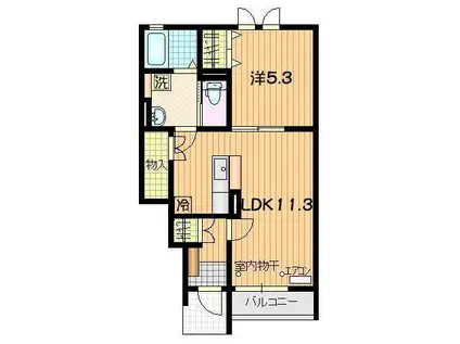 リッチヒルズ城西町(1LDK/1階)の間取り写真