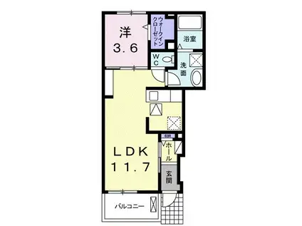 フェリス(1LDK/1階)の間取り写真