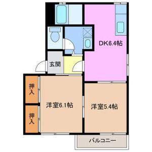 サンライズ21 A(2DK/2階)の間取り写真