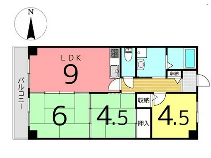 サンライフ歌野橋(3LDK/8階)の間取り写真