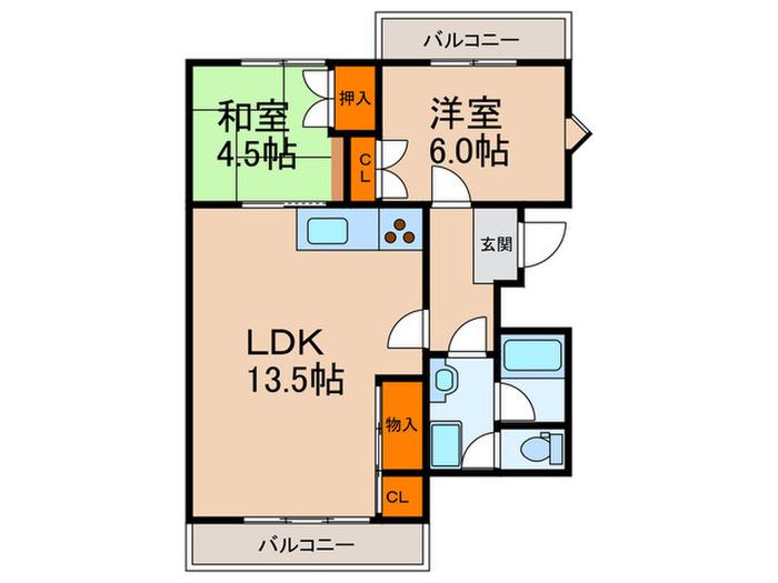 第二柏木ハイツ(2LDK/2階)の間取り写真