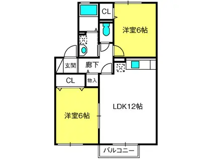 グリーンテラス長野A(2LDK/2階)の間取り写真
