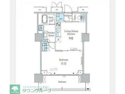 HARUMI FLAG PORT VILLAGE D棟(1LDK/14階)の間取り写真