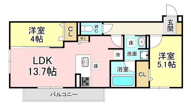 D-ROOM前田(2LDK/3階)の間取り写真